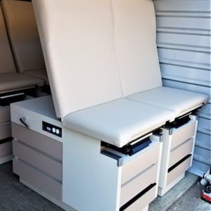 Enochs/ Medline New Cream Upholstery Exam Table w Tan Base rated 600lbs