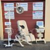 Medical Exam Table Chair OB Gyn Sonesta with New Graphite Upholstery Stirrups Handles