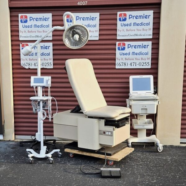 Exam Table Chair Enochs 4000 with New Cream Upholstery & Tan Base - Image 2