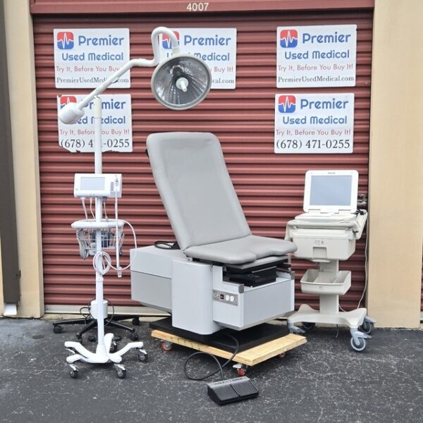 Exam Table Chair Enochs 4000 with New Graphite Upholstery & White Base