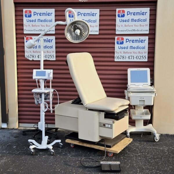 Exam Table Chair Enochs 4000 with New Cream Upholstery & Tan Base