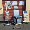 Medical Exam Chair Ritter Midmark Power Model 119 with New Blue Denim Upholstery Brown Base - Image 3