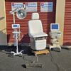 Medical Exam Chair Ritter Midmark Power Model 311 w Rotating Base with New White Upholstery Tan Base - Image 2