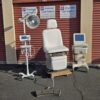 Medical Exam Chair Ritter Midmark Power Model 311 w Rotating Base with New White Upholstery Tan Base - Image 3