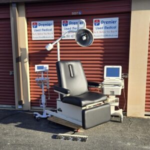 Exam Tables for Sale Electric Hydraulic Hill HA90W with New Black Upholstery