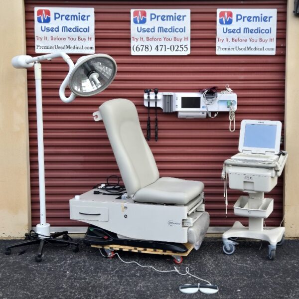 Exam Tables for Sale Electric Hydraulic UMF 4040 with Hand or Foot Control Original New Light Gray Upholstery