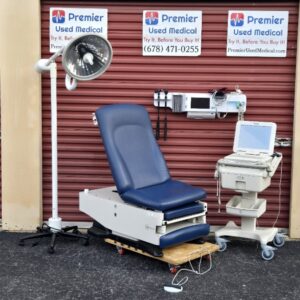 Exam Tables for Sale Electric Hydraulic UMF 4070 Power Base Manual Back Original Blue Upholstery