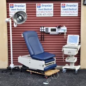 Exam Tables for Sale Electric Hydraulic UMF 4070 Power Base Manual Back Original Blue Upholstery