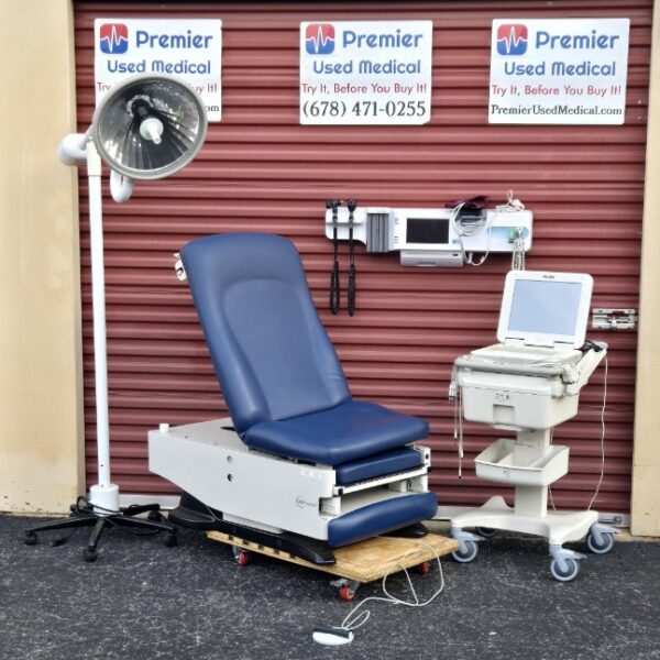 Exam Tables for Sale Electric Hydraulic UMF 4070 Power Base Manual Back Original Blue Upholstery - Image 5