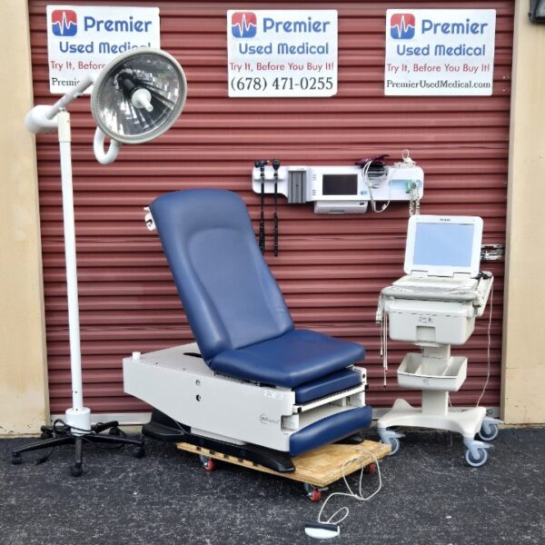Exam Tables for Sale Electric Hydraulic UMF 4070 Power Base Manual Back Original Blue Upholstery - Image 7