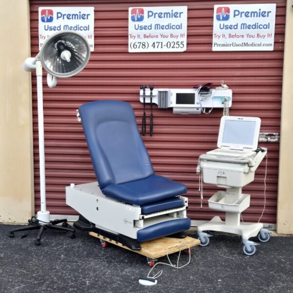 Exam Tables for Sale Electric Hydraulic UMF 4070 Power Base Manual Back Original Blue Upholstery - Image 8