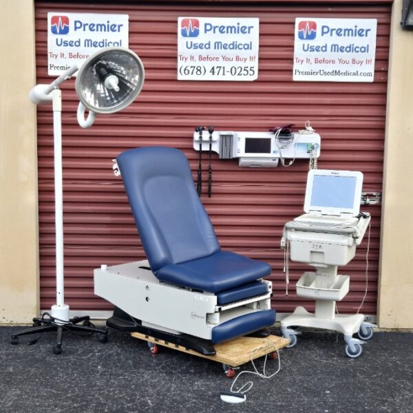 Exam Tables for Sale Electric Hydraulic UMF 4070 Power Base Manual Back Original Blue Upholstery - Image 9