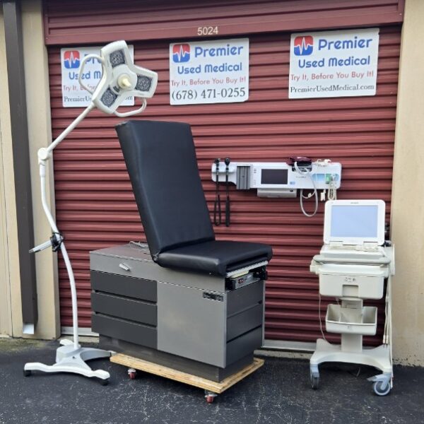 Exam Tables for Sale Stationary Manual Ritter 104 Silver Shell Charcoal Drawers New Black Upholstery - Image 3