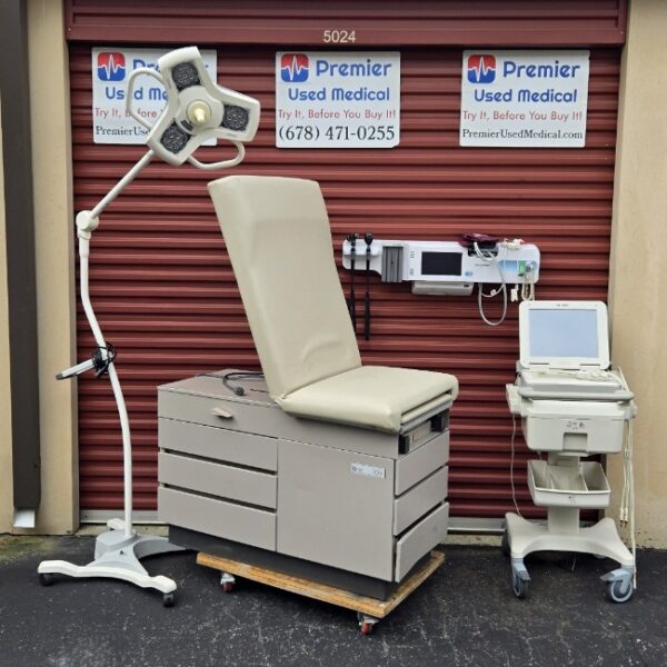 Exam Tables for Sale Stationary Manual Ritter 104 Tan Shell New Cream Upholstery - Image 2