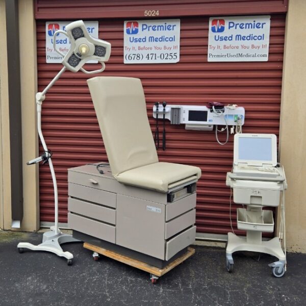 Exam Tables for Sale Stationary Manual Ritter 104 Tan Shell New Cream Upholstery - Image 3