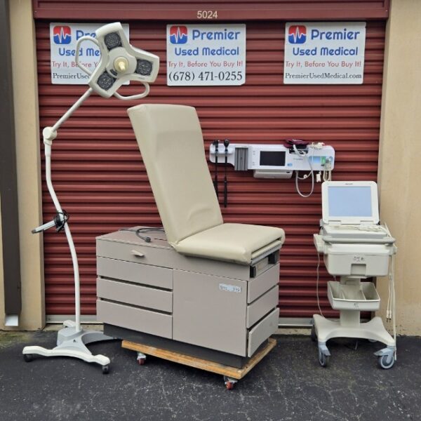 Exam Tables for Sale Stationary Manual Ritter 104 Tan Shell New Cream Upholstery - Image 4