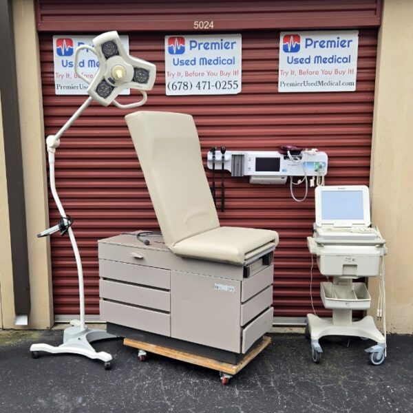 Exam Tables for Sale Stationary Manual Ritter 104 Tan Shell New Cream Upholstery - Image 6