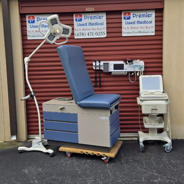 Exam Tables for Sale Stationary Manual Ritter Tan 104 Blue Drawers & New Blue Upholstery - Image 2
