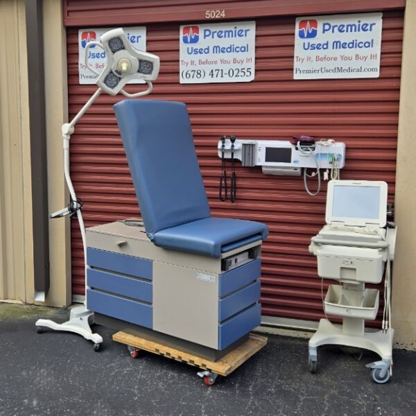 Exam Tables for Sale Stationary Manual Ritter Tan 104 Blue Drawers & New Blue Upholstery - Image 4