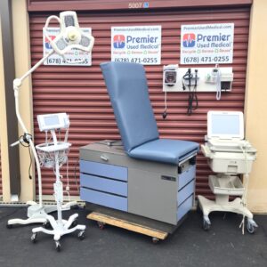 Exam Tables for Sale Ritter 104 Silver Shell Blue Drawers New Blue Denim Upholstery