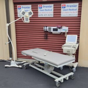 Exam Tables for Sale American Echo Model 96030 with New Graphite Upholstery Power Up & Down and Trendelenburg