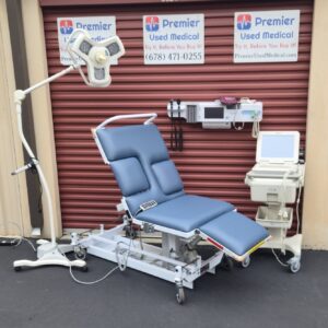 Exam Tables for Sale Heritage Medical Model SONOBED 5 Function Power Remote with New Blue Denim Upholstery Power Up, Foot, Knockout, Back & Trend