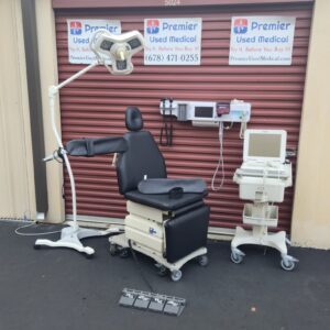 Exam Table Chairs for Sale Electric Hydraulic MTI Medical Podiatry Exam with 2 Armboards & New Black Upholstery