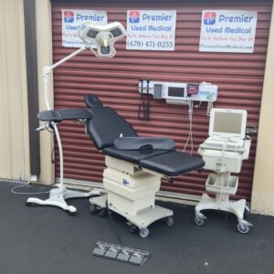 Exam Table Chairs for Sale Electric Hydraulic MTI Medical Podiatry Exam with 2 Armboards & New Black Upholstery
