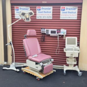 Exam Table Chairs for Sale Electric Hydraulic UMF 4010 with Original Rose Upholstery & Hand Control