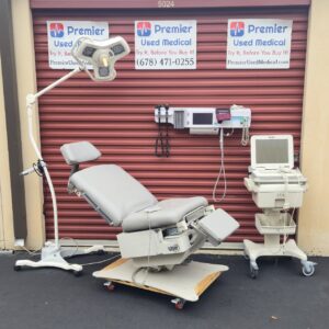 Exam Table Chairs for Sale Electric Hydraulic UMF 4011 with New Graphite Upholstery & Hand Control