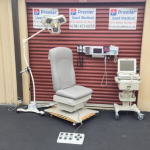 Exam Table Chairs for Sale Electric Hydraulic UMF 5016 with New Graphite Upholstery & Hand Control