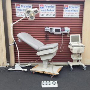 Exam Table Chairs for Sale Electric Hydraulic UMF 5016 with New Graphite Upholstery & Hand Control