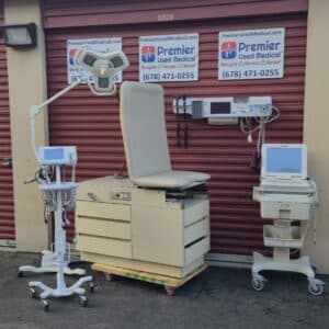 Exam Tables for Sale Enochs with New Creme Upholstery & Tan Shell